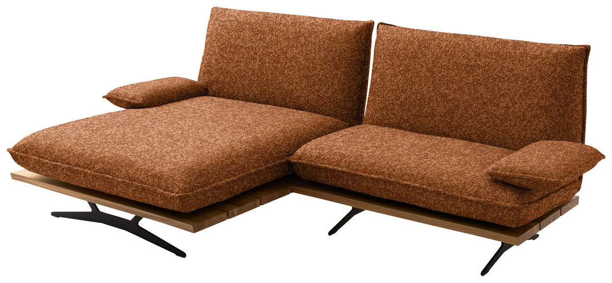 ECKSOFA Chenille, Flachgewebe Rostfarben, Wildeiche  - Wildeiche/Rostfarben, Design, Holz/Textil (161/284cm) - Koinor