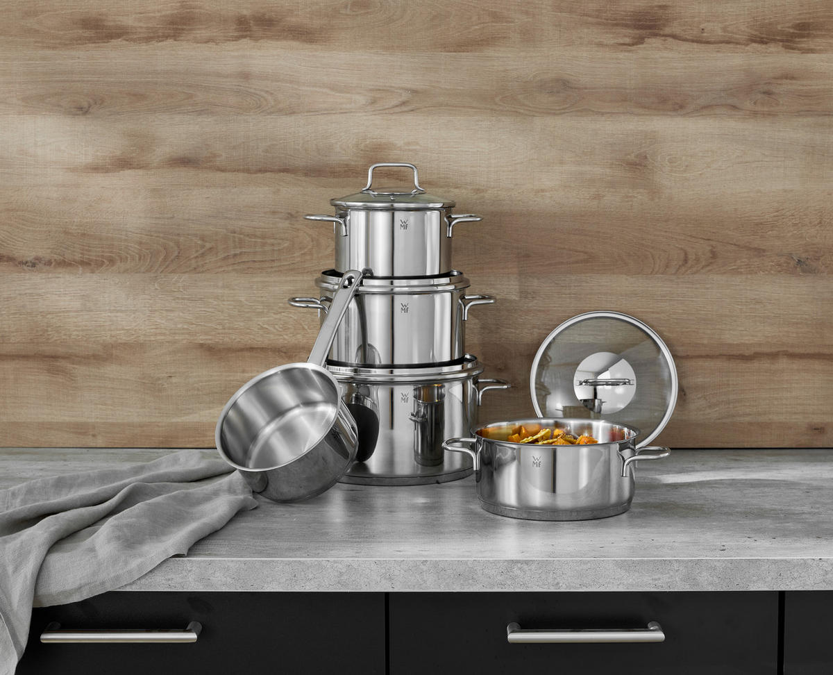KOCHTOPFSET ASTORIA 5-teilig  - Edelstahlfarben, Basics, Glas/Metall - WMF