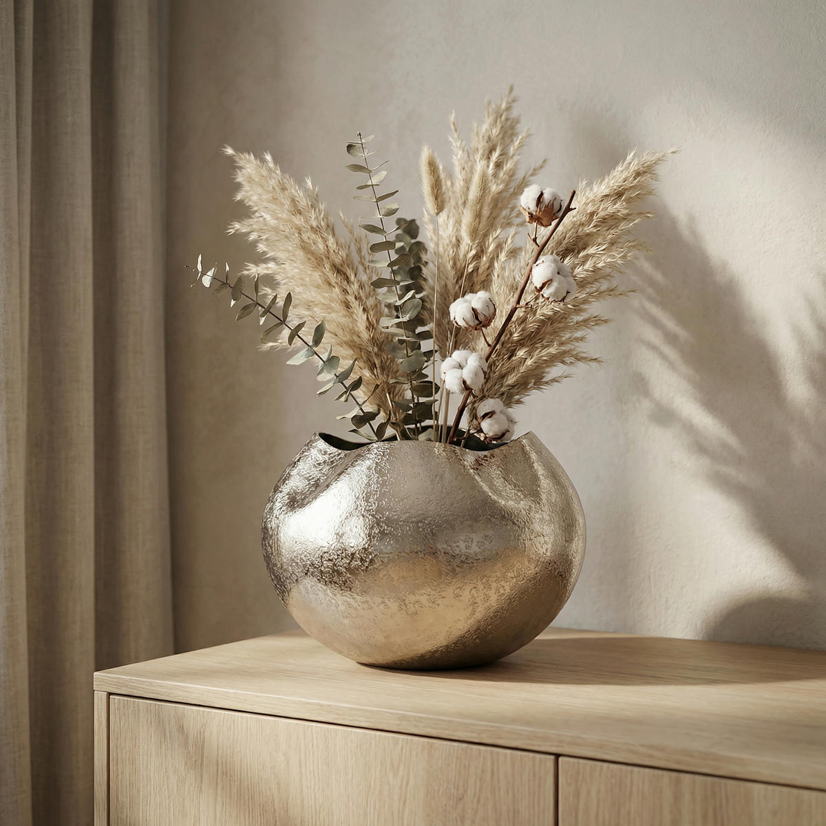 Vază 21 cm  - argintiu, Design, metal (30/30/21cm) - MID.YOU