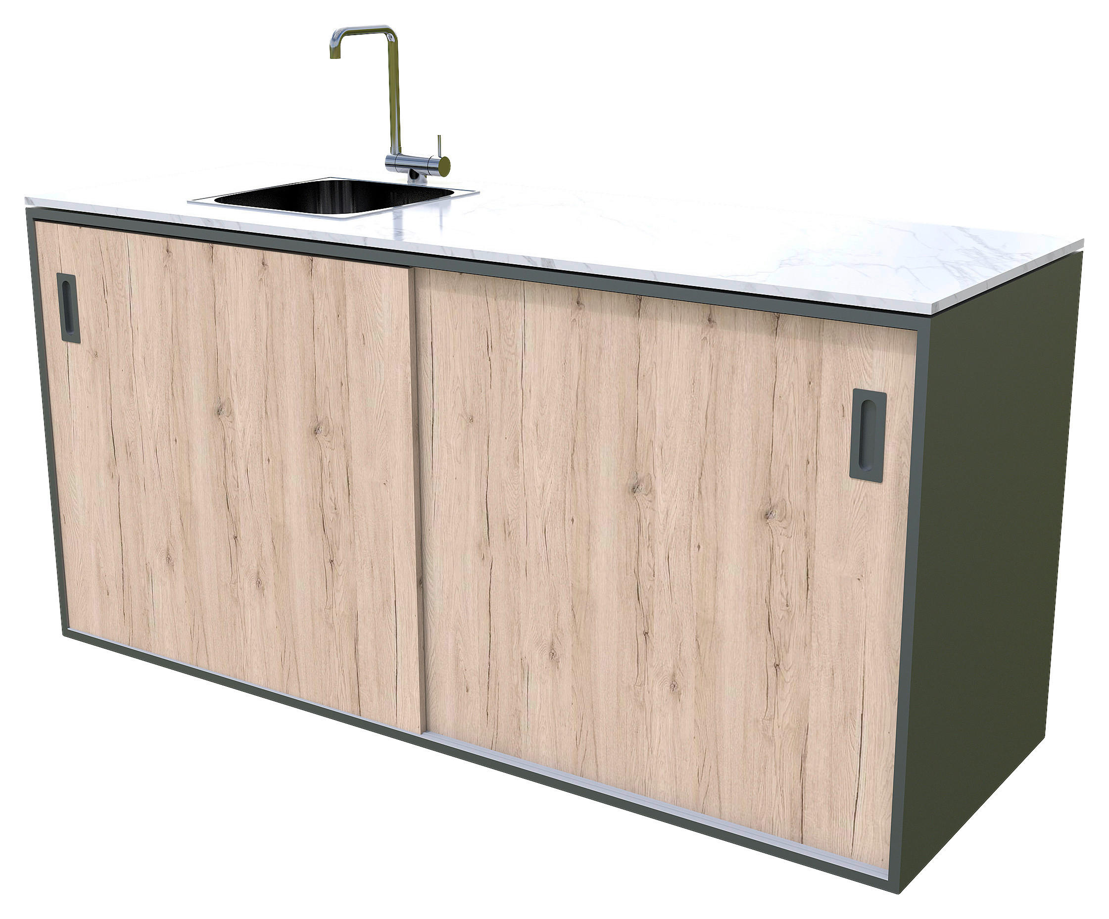 UTEKÖK 180/92/63 cm - antracit/ekfärgad, Basics, metall/sten (180/92/63cm) - Gardenson