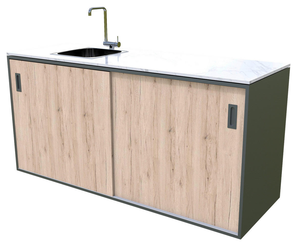 UTEKÖK   180/92/63 cm  - antracit/ekfärgad, Basics, metall/sten (180/92/63cm) - Gardenson