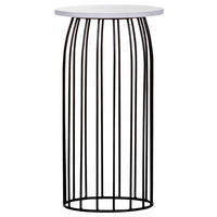 BEISTELLTISCH 30/30/56 cm Schwarz, Weiß rund  - Schwarz/Weiß, Trend, Stein/Metall (30/30/56cm) - Landscape