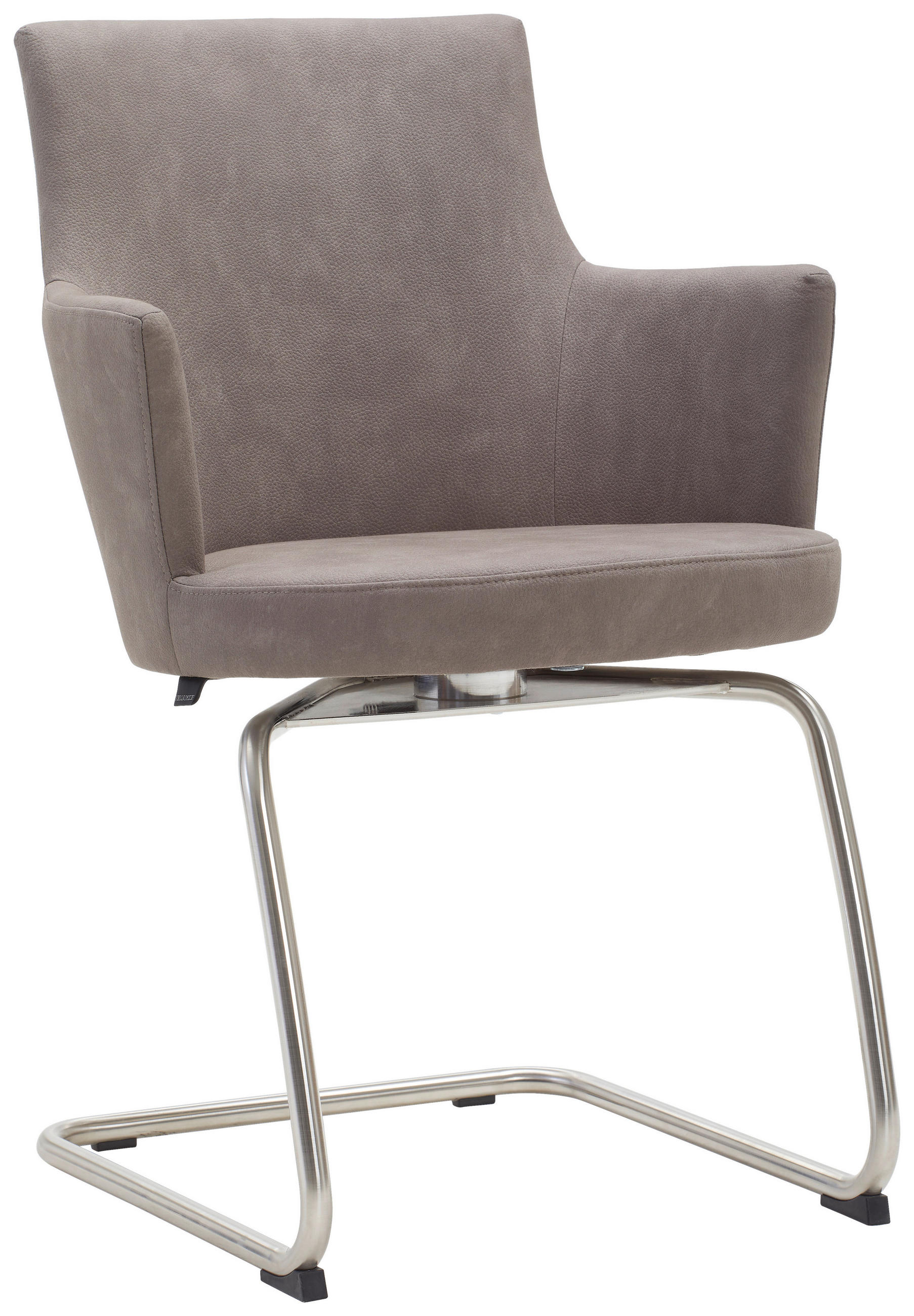 ARMLEHNSTUHL Stahl Mikrofaser  - Edelstahlfarben/Graubraun, Design, Textil/Metall (61/88/61cm) - Venjakob