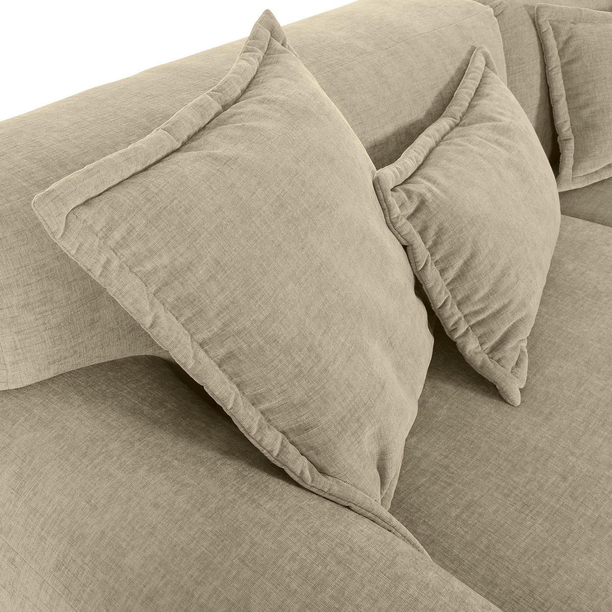 ECKSOFA in Flachgewebe Beige  - Beige/Schwarz, Konventionell, Kunststoff/Textil (274/174cm) - Carryhome