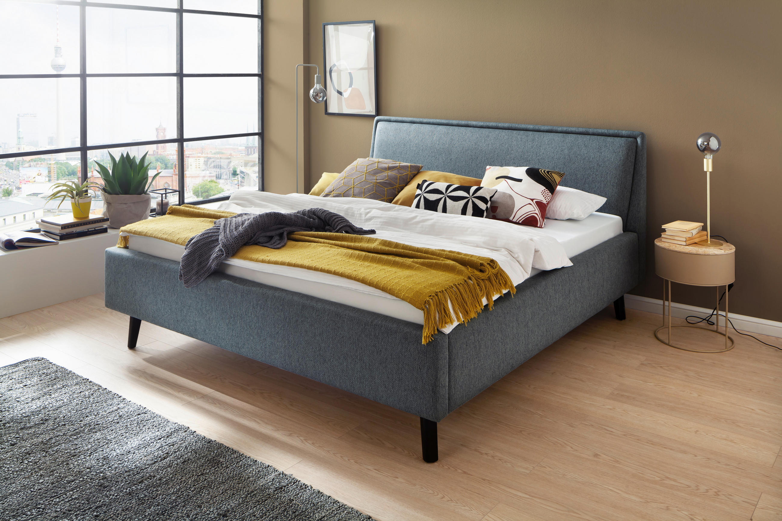 POLSTERBETT 140/200 cm  in Blau  - Blau/Schwarz, MODERN, Holz/Textil (140/200cm) - Livetastic