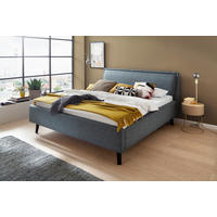 LIT REMBOURRÉ 180/200 cm  in Blau  - bleu/noir, Modern, textile/bois (180/200cm) - Livetastic