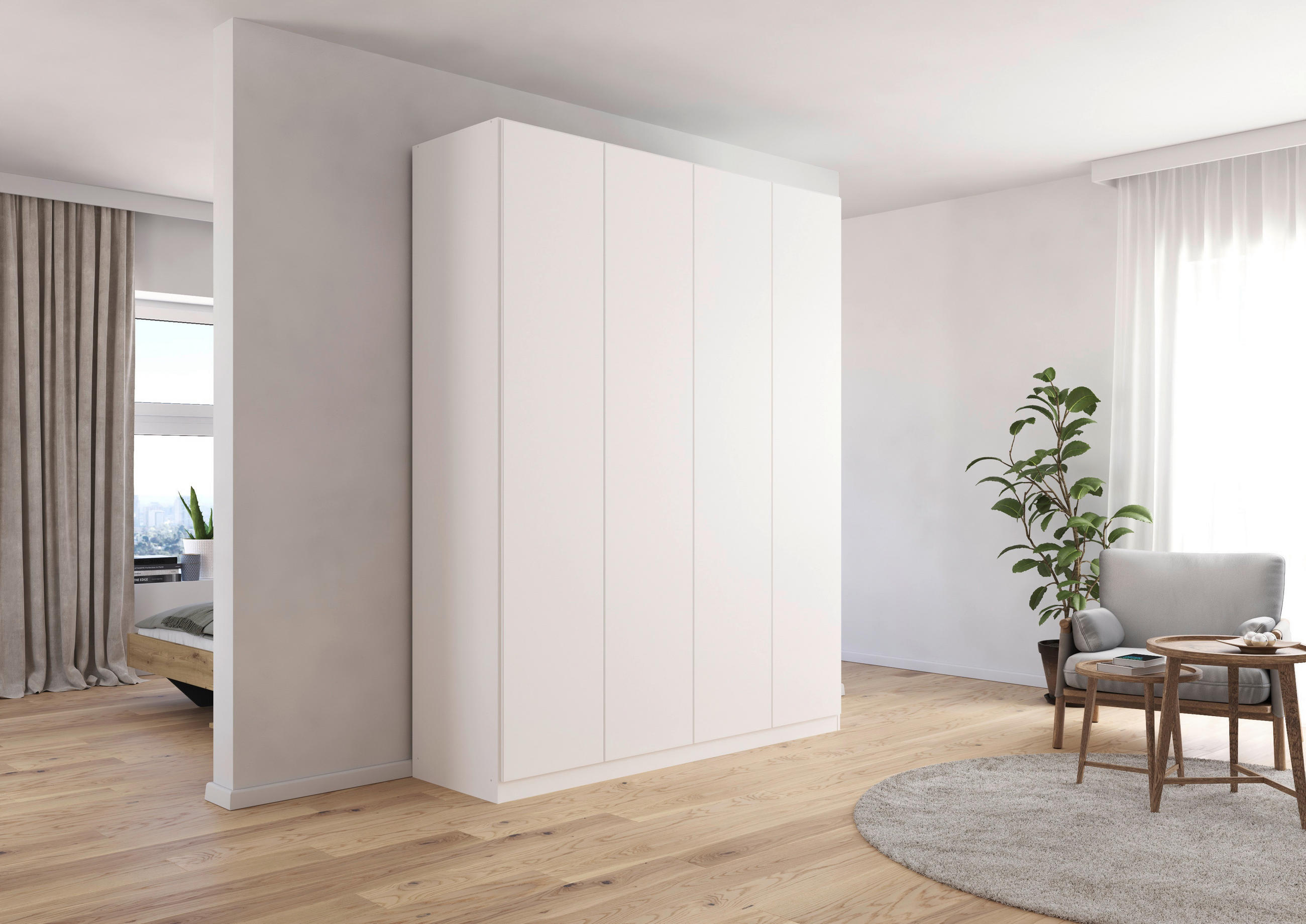 FALTTÜRENSCHRANK in Weiss  - Weiss, Holzwerkstoff (181/229/54cm) - Boxxx