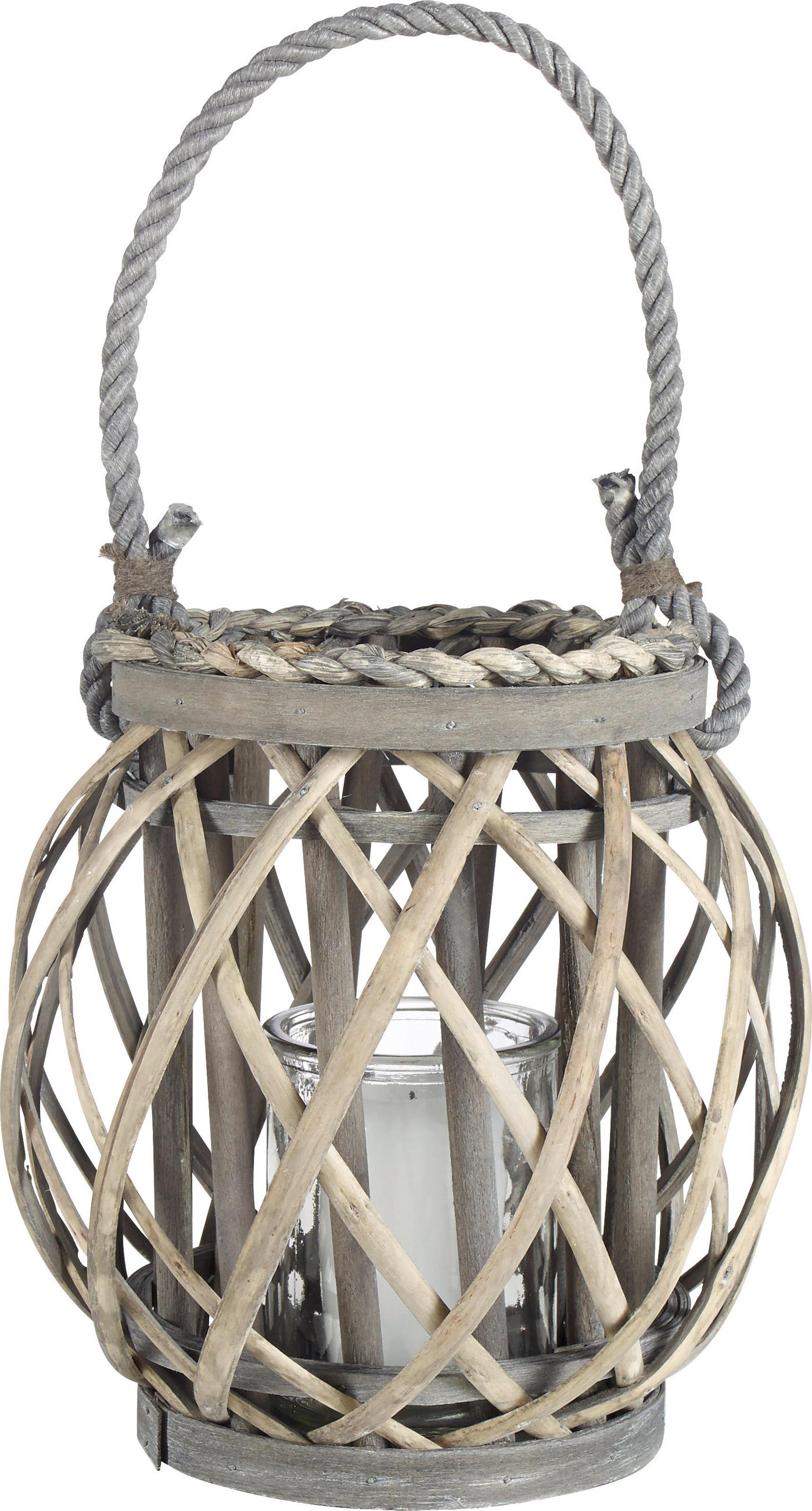 SVIETNIK  drevo, sklo, textil - číra/sivá, Trend, drevo/textil (15/21cm) - Ambia Home