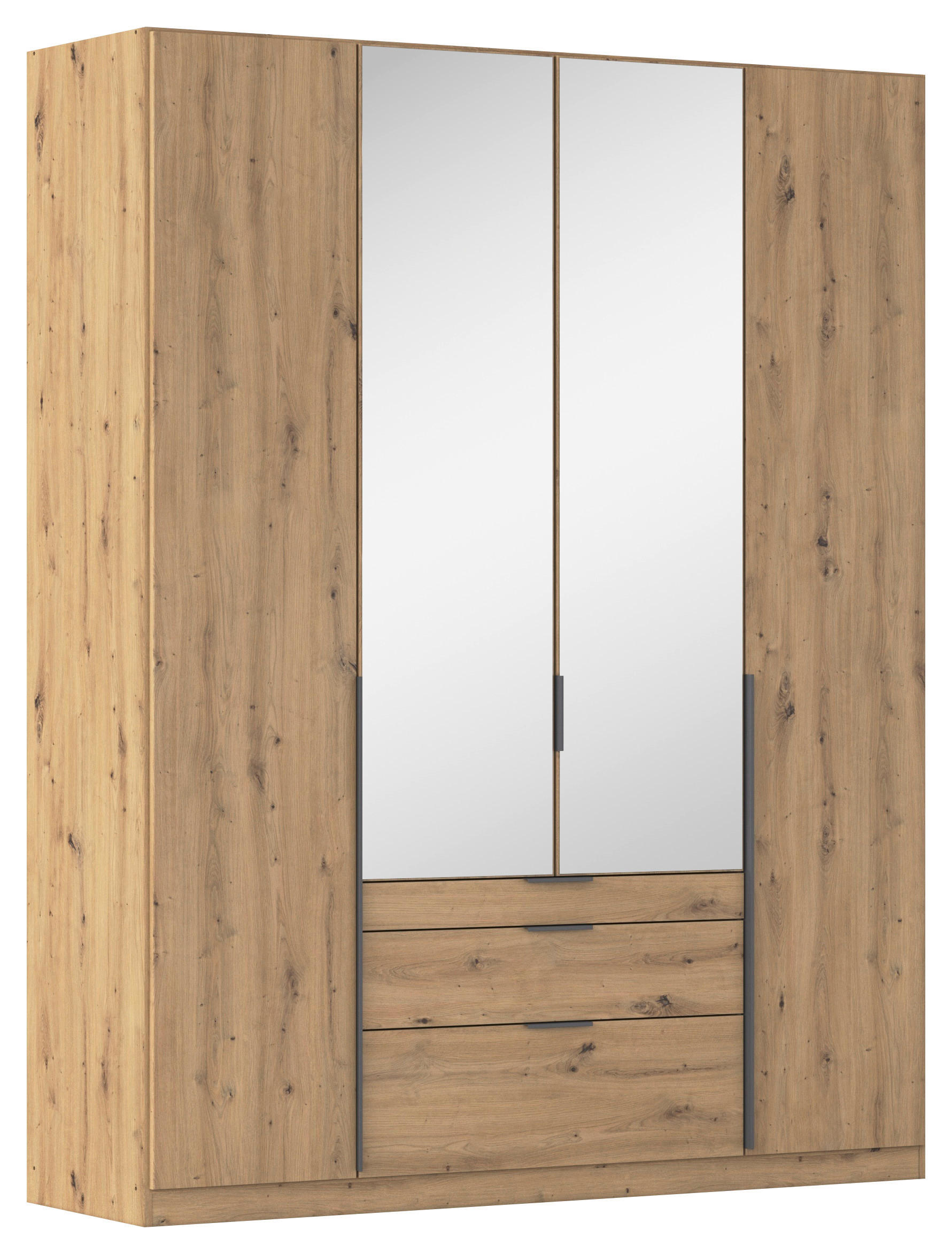 Rauch Möbel ŠATNÍ SKŘÍŇ S OTOČNÝMI DVEŘMI, barvy stříbra, tmavě šedá, dub artisan, 181/229/54 cm