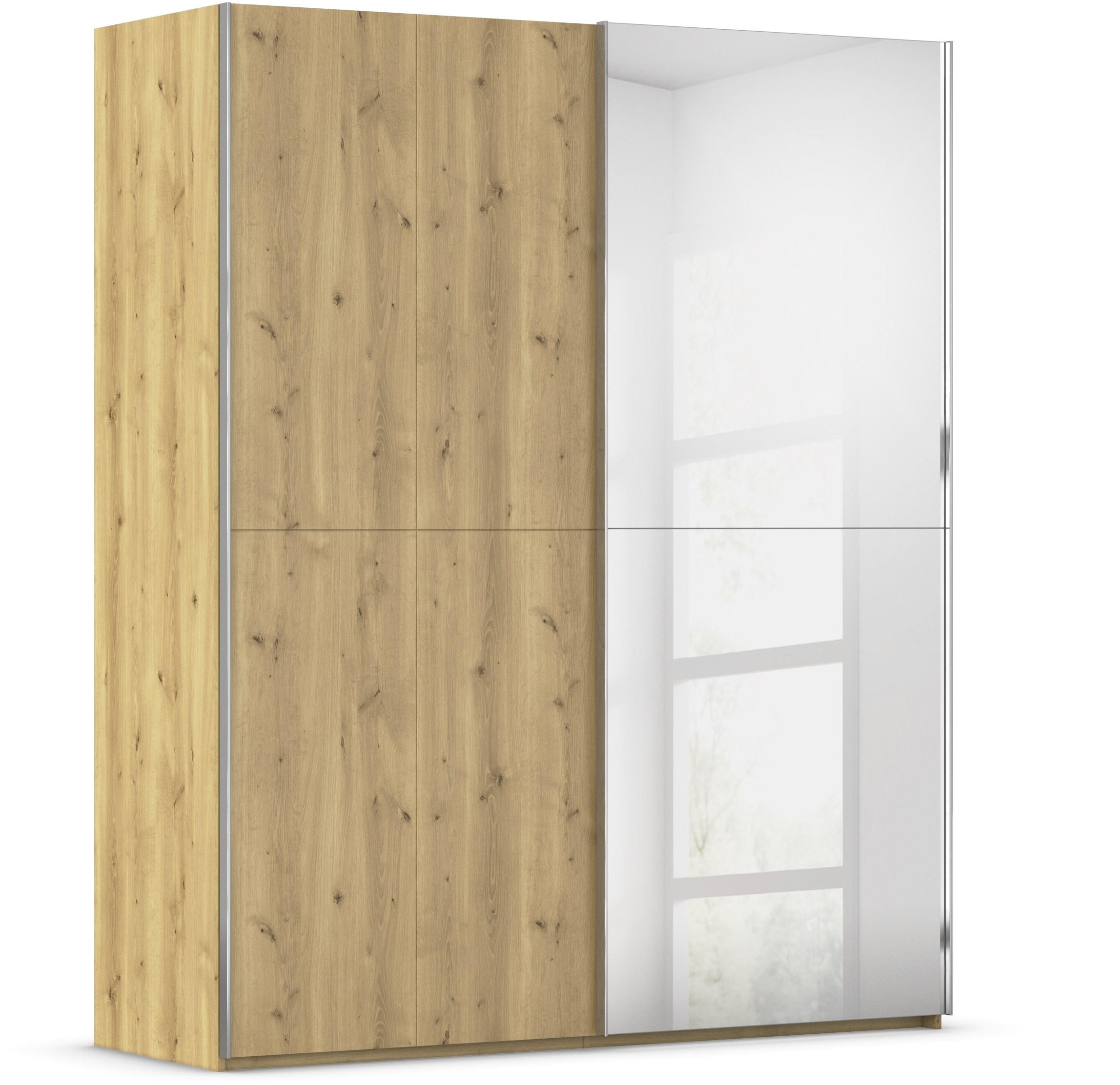 SCHWEBETÜRENSCHRANK 180/223/68 cm 2-türig Eichefarben, Chromfarben  - Chromfarben/Eichefarben, Design, Holz/Holzwerkstoff (180/223/68cm) - Novel