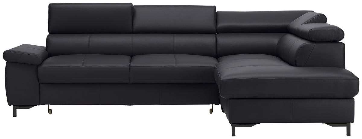 ECKSOFA in Echtleder Schwarz  268/213 cm  - Schwarz, Design, Leder/Metall (268/213cm) - Stylife
