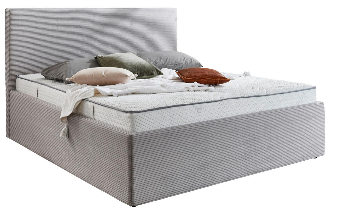 POLSTERBETT 140/200 cm  in Hellgrau  - Hellgrau/Schwarz, Trend, Kunststoff/Textil (140/200cm) - Boxxx