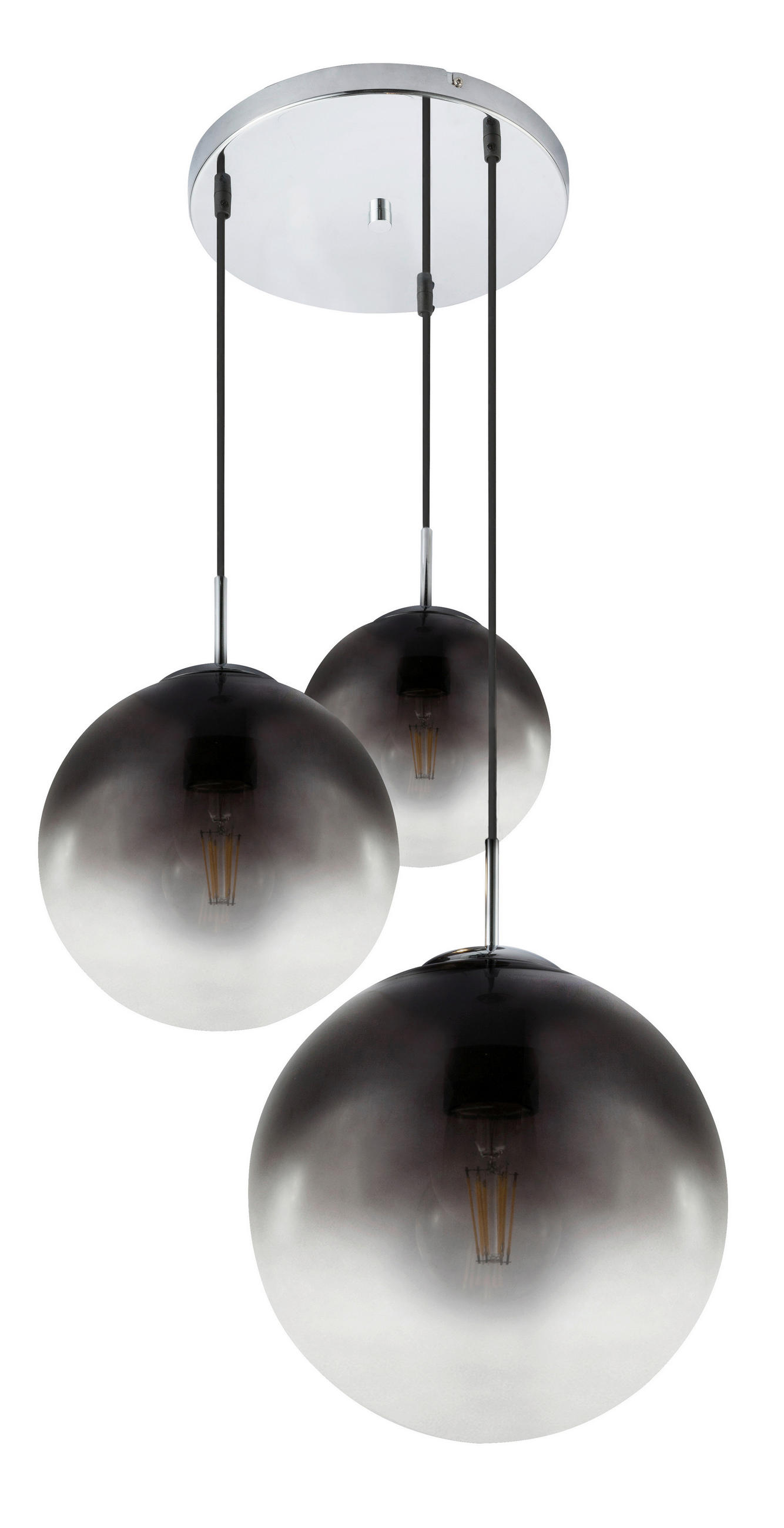 HÄNGELEUCHTE Varus 51/120 cm   - Chromfarben/Grau, Design, Glas/Metall (51/120cm) - Globo