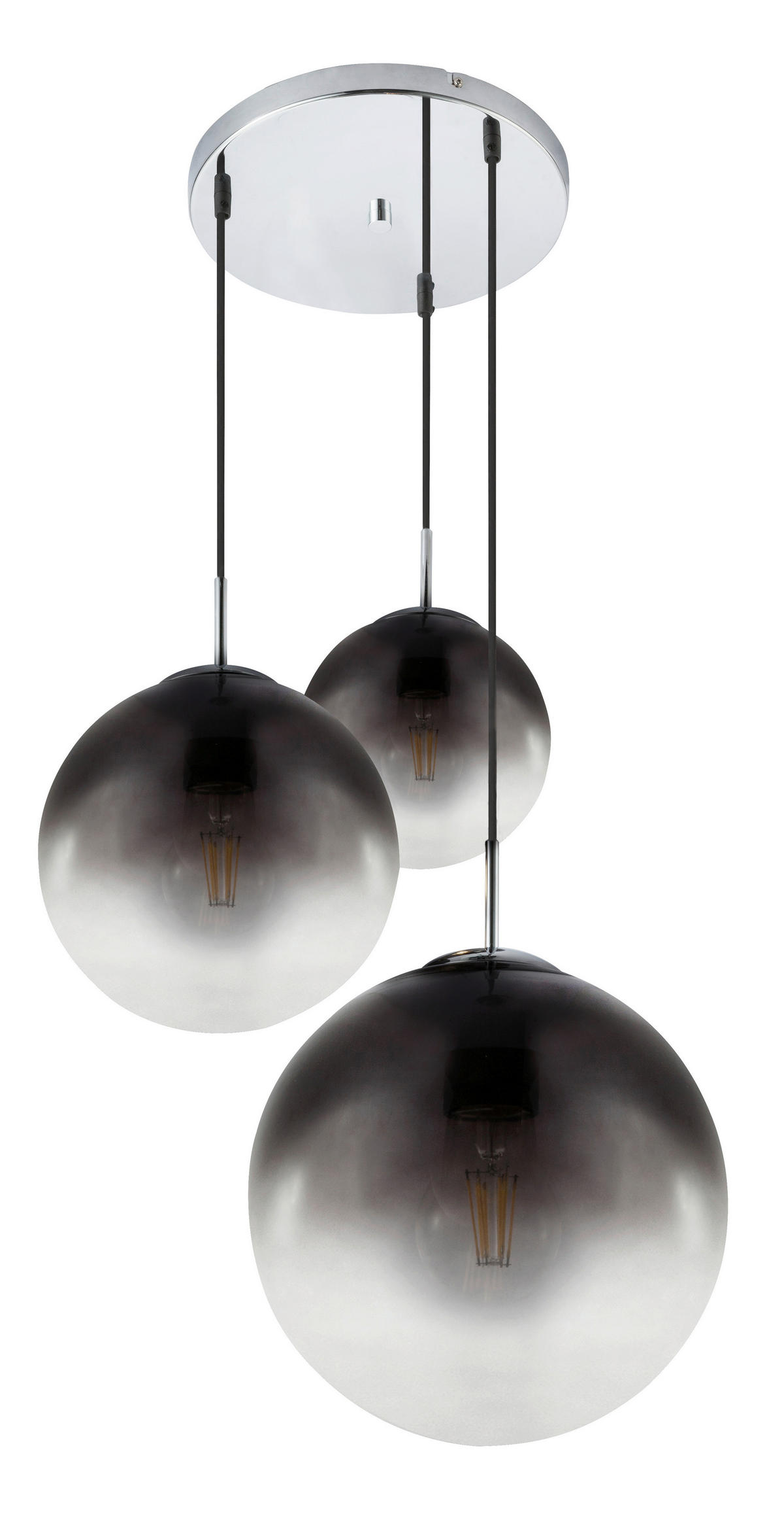 HÄNGELEUCHTE 51/120 cm  - Chromfarben/Grau, Design, Glas/Metall (51/120cm) - Globo