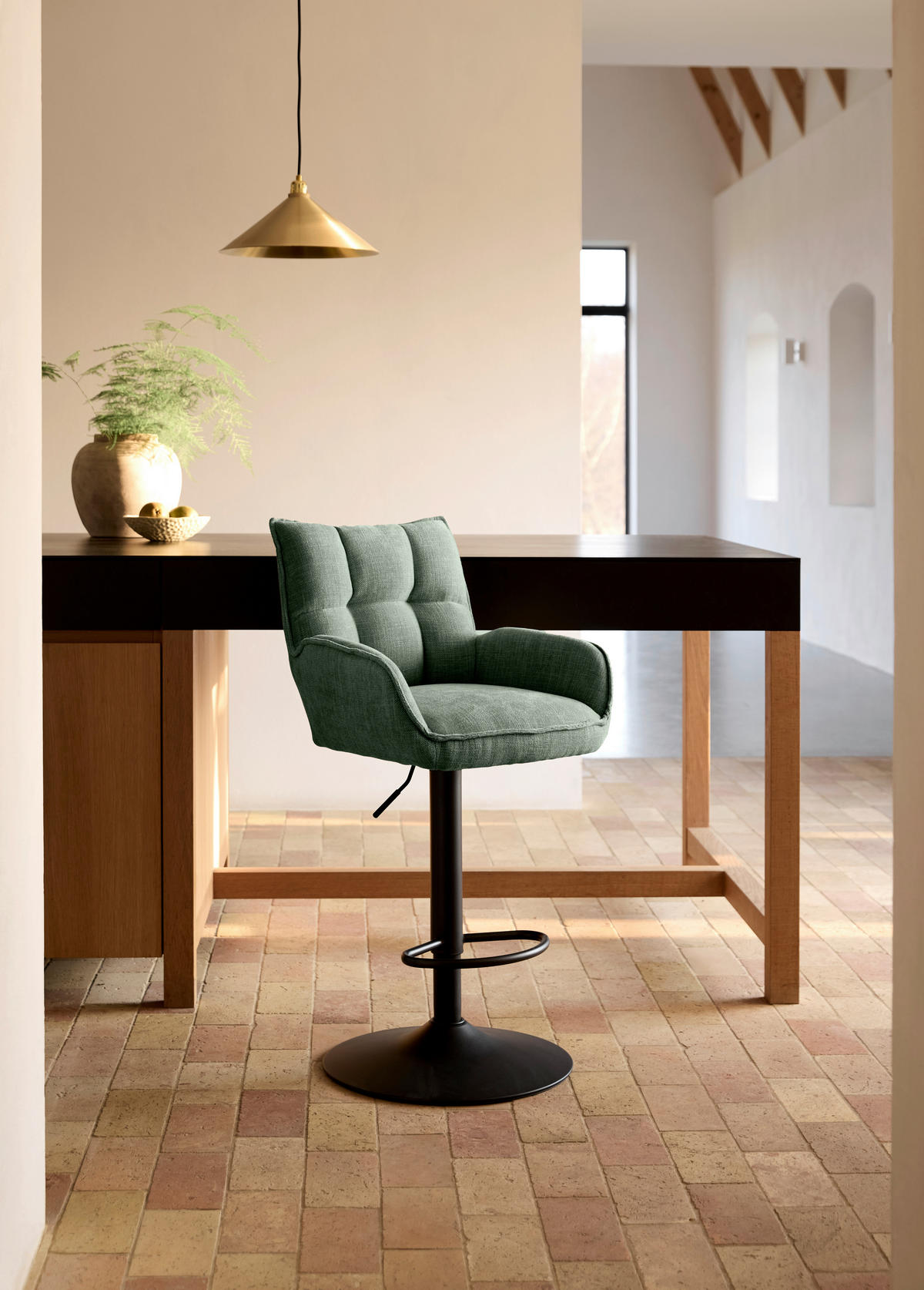 BARHOCKER-SET in Waldgrün  - Waldgrün/Schwarz, MODERN, Textil/Metall (52/98,5-113,5/53cm) - Livetastic