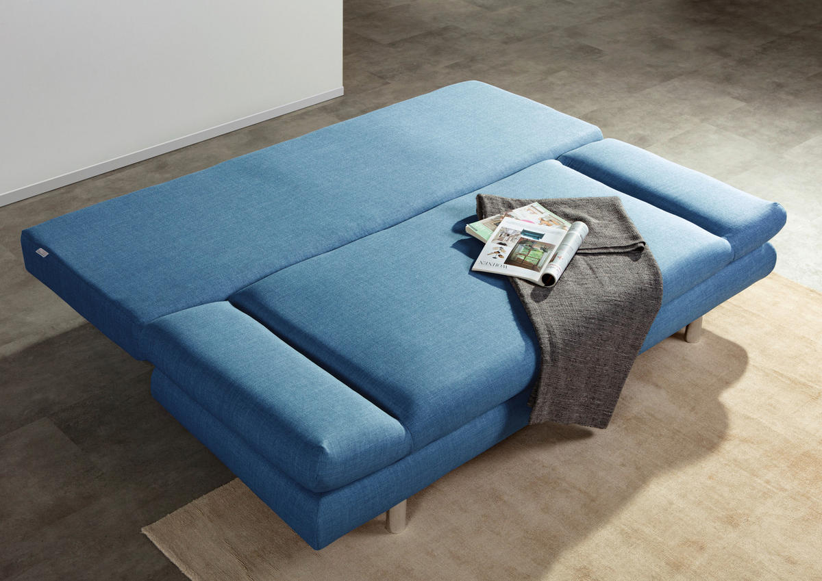 SCHLAFSOFA Flachgewebe Blau  - Chromfarben/Blau, Design, Kunststoff/Textil (194/73/91cm) - Xora