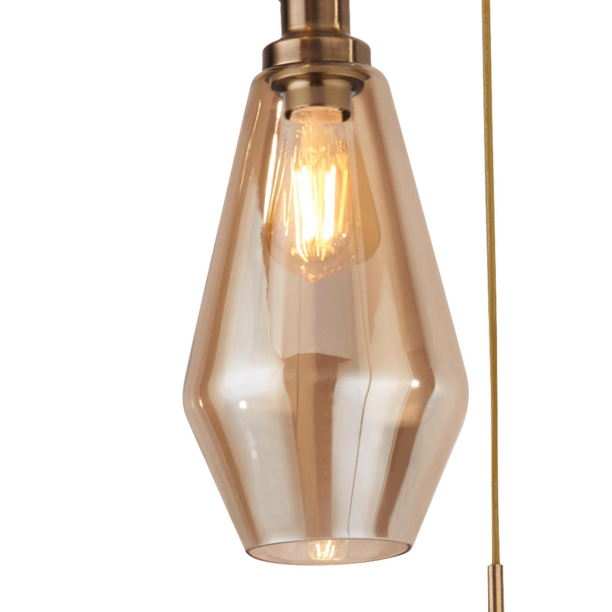 HÄNGLAMPA Mia 51/150 cm  - champagne/mässingsfärgad, Design, metall/glas (51/150cm)