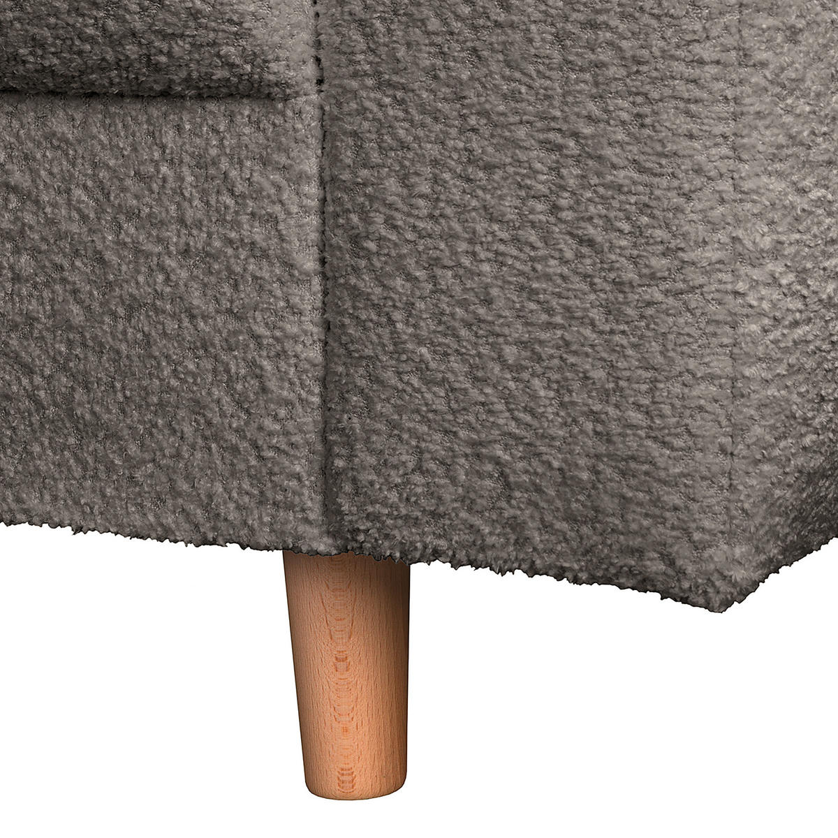 ECKSOFA Dunkelgrau Bouclé  - Dunkelgrau/Naturfarben, Design, Holz/Textil (161/231cm) - Livetastic