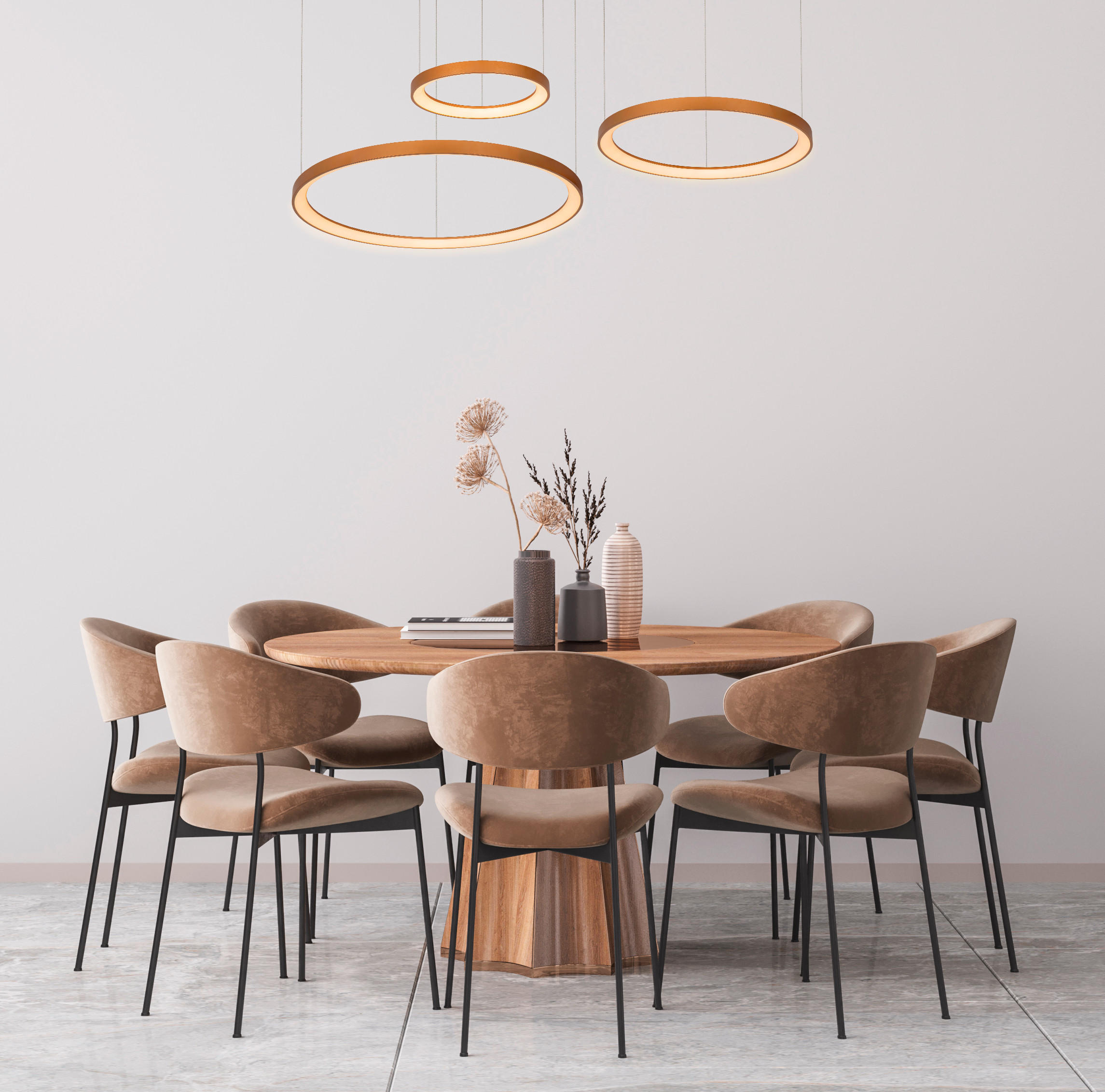 LED-PENDELLEUCHTE Vidal 78/78/200 cm   - Messingfarben, Design, Kunststoff (78/78/200cm) - Lucide