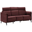 TRAPEZSOFA in Echtleder Bordeaux  - Bordeaux/Schwarz, KONVENTIONELL, Leder/Metall (221/103/95cm) - Dieter Knoll