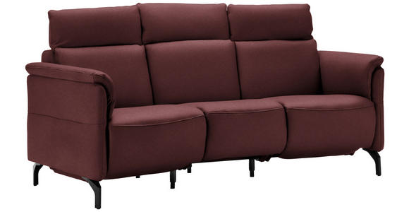 TRAPEZSOFA in Echtleder Bordeaux  - Bordeaux/Schwarz, KONVENTIONELL, Leder/Metall (221/103/95cm) - Dieter Knoll