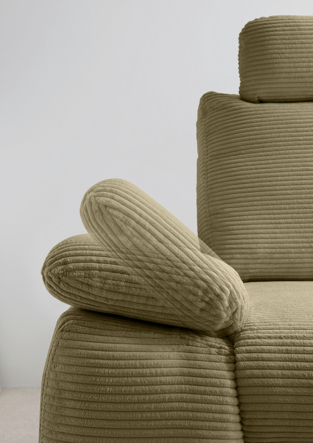 ECKSCHLAFSOFA in Cord Olivgrün  - Wildeiche/Olivgrün, MODERN, Holz/Textil (261/206cm) - Livetastic