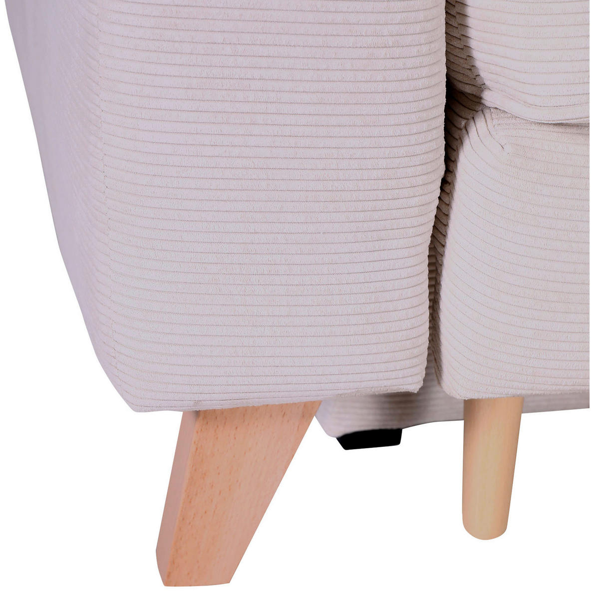 ECKSOFA in Flachgewebe Weiss  - Weiss/Beige, Design, Holz/Textil (271/165cm) - MID.YOU