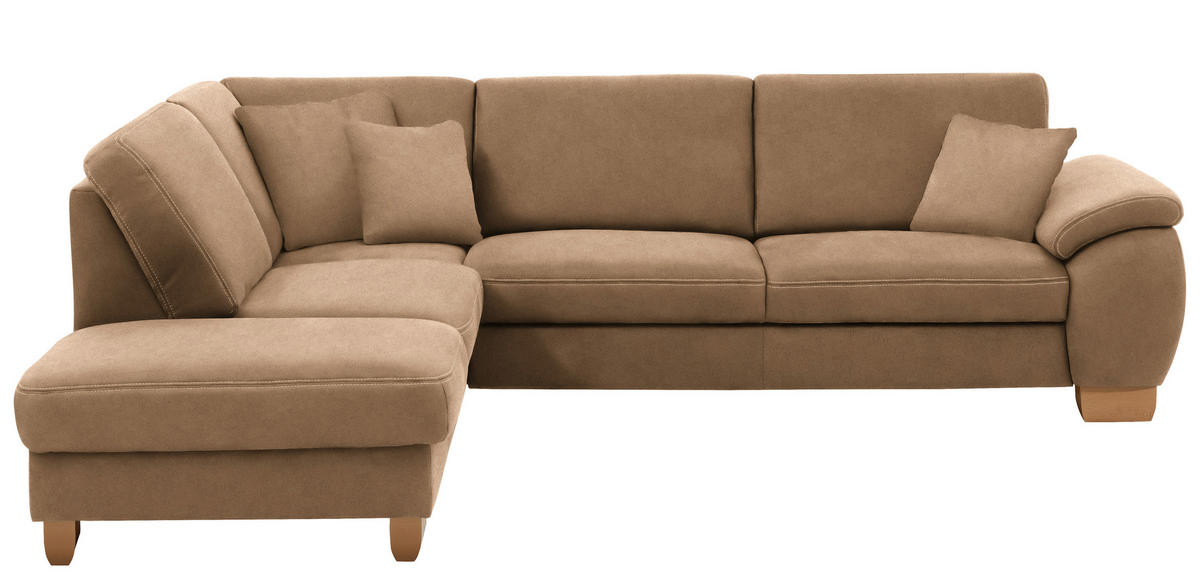 ECKSOFA in Mikrofaser Sandfarben  236/286 cm  - Sandfarben/Wildeiche, KONVENTIONELL, Holz/Textil (236/286cm) - Voleo