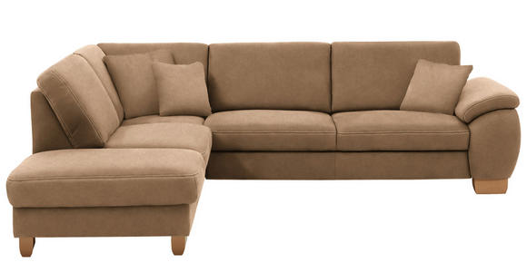 ECKSOFA in Mikrofaser Sandfarben  - Sandfarben/Wildeiche, KONVENTIONELL, Holz/Textil (236/286cm) - Voleo