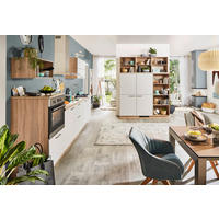 KÜCHENLEERBLOCK  325/180 cm  in Eichefarben, Hellgrau  - Edelstahlfarben/Eichefarben, MODERN, Holzwerkstoff/Metall (325/180cm) - Welnova