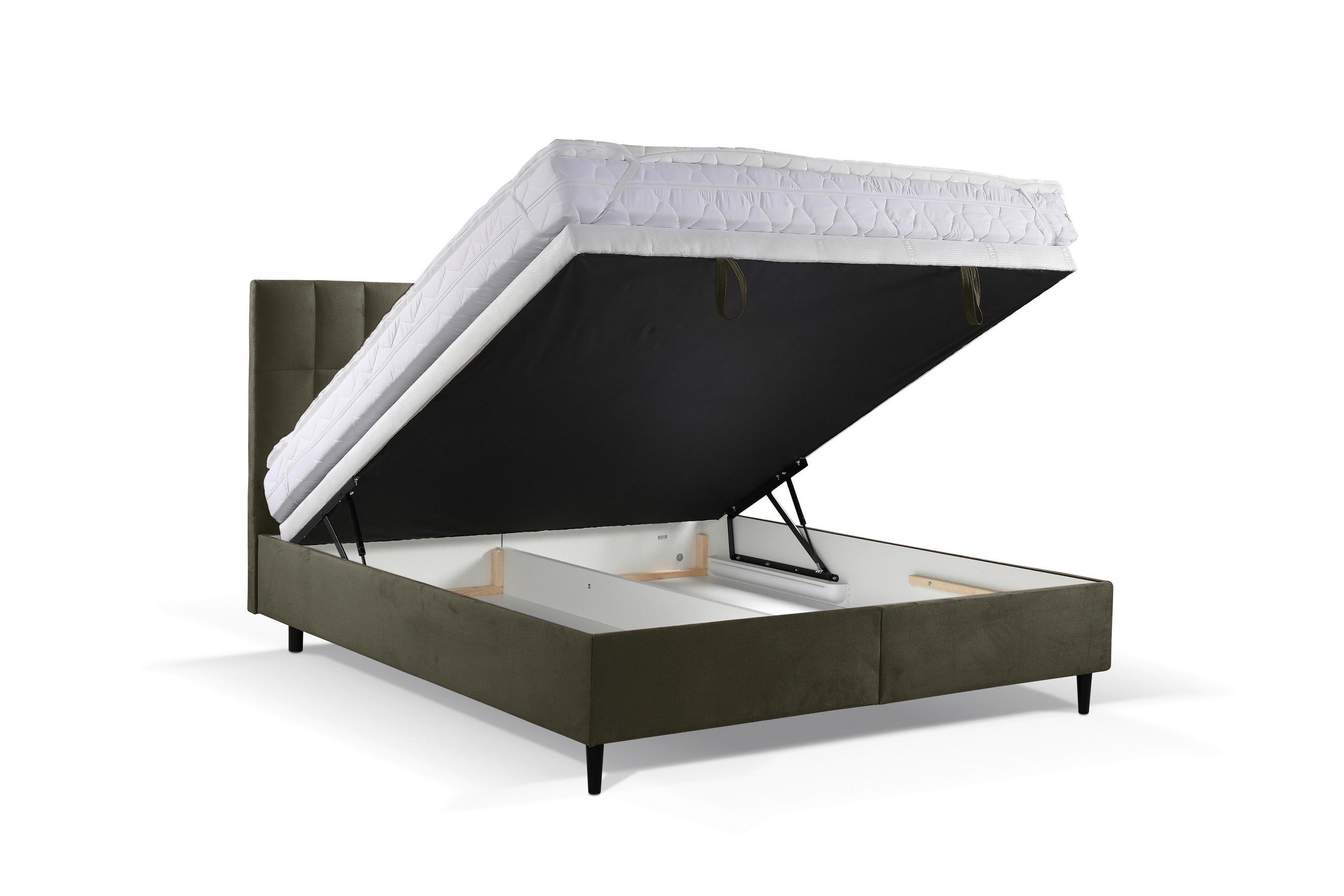 BOXBETT 180/200 cm  in Dunkelgrün  - Dunkelgrün/Schwarz, KONVENTIONELL, Holz/Textil (180/200cm) - Boxxx