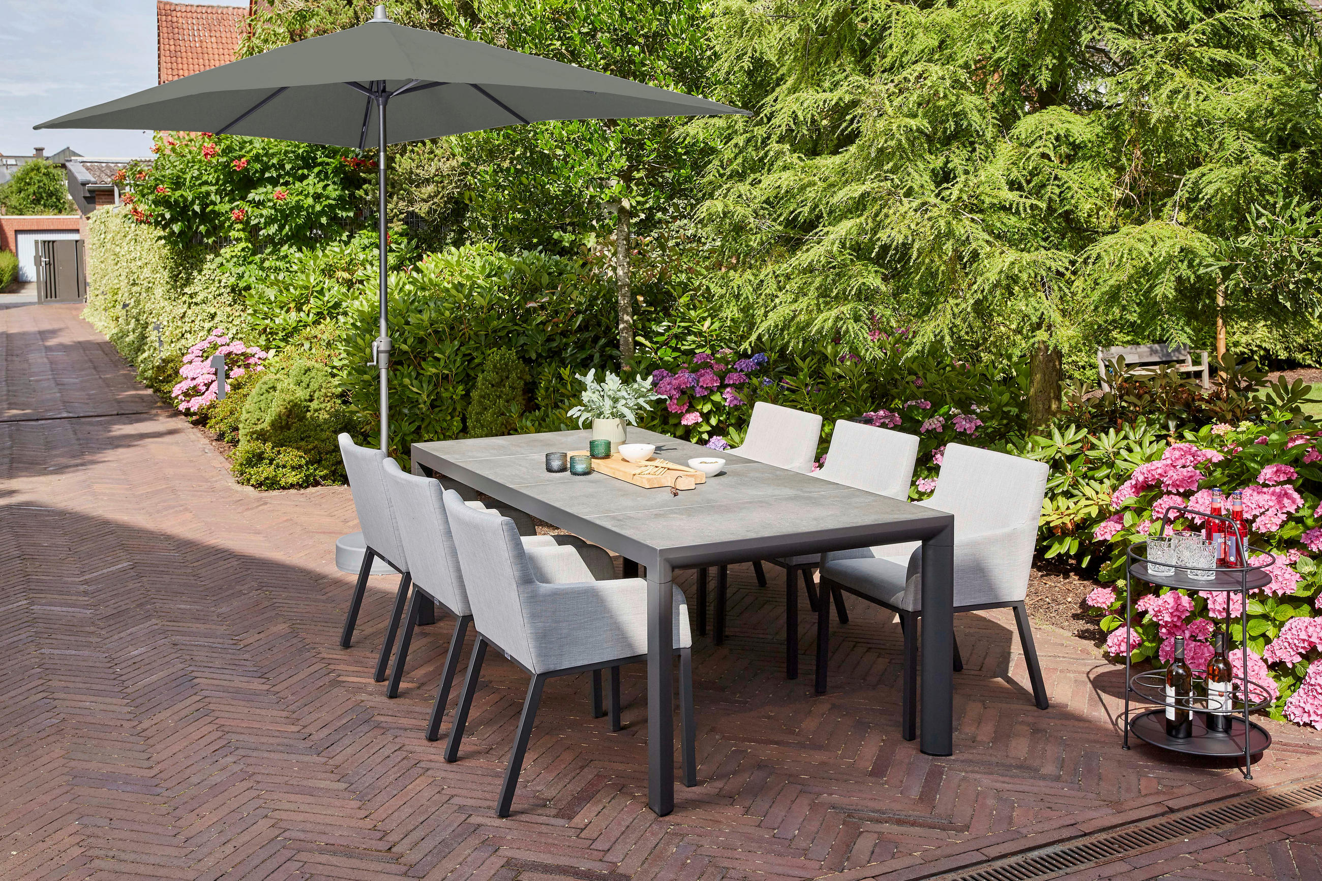 SONNENSCHIRM 300 cm  - Anthrazit/Olivgrün, KONVENTIONELL, Textil/Metall (300/200cm) - Siena Garden