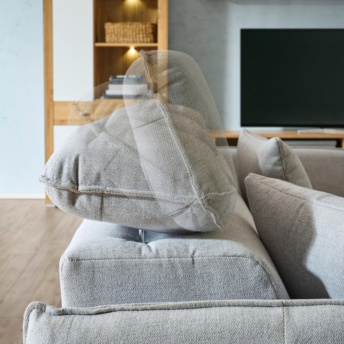 ECKSOFA in Flachgewebe Hellgrau  - Hellgrau/Schwarz, Modern, Kunststoff/Textil (182/237cm) - Carryhome