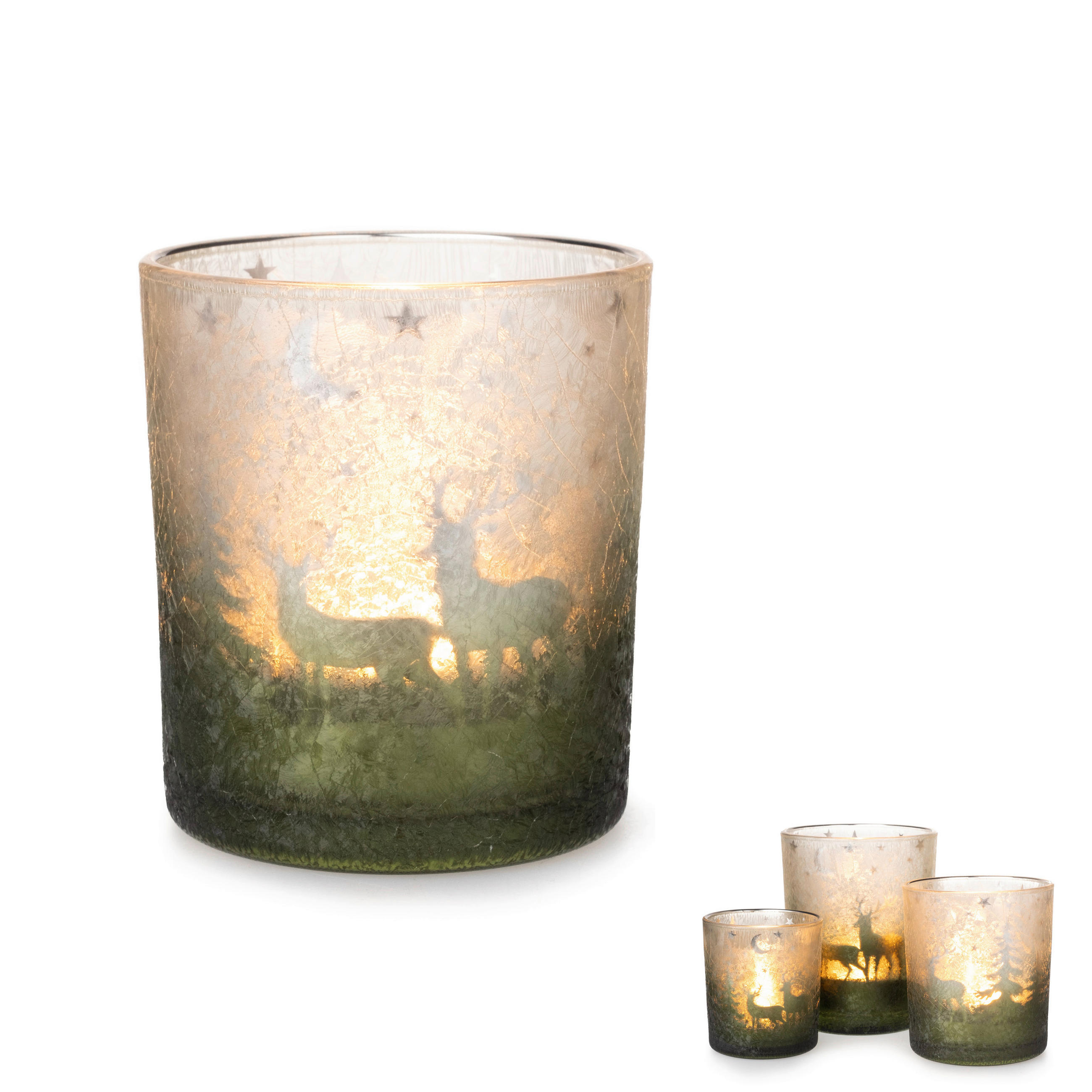 TEELICHTGLAS - Silberfarben/Grün, LIFESTYLE, Glas (8,8/10cm) - X-Mas