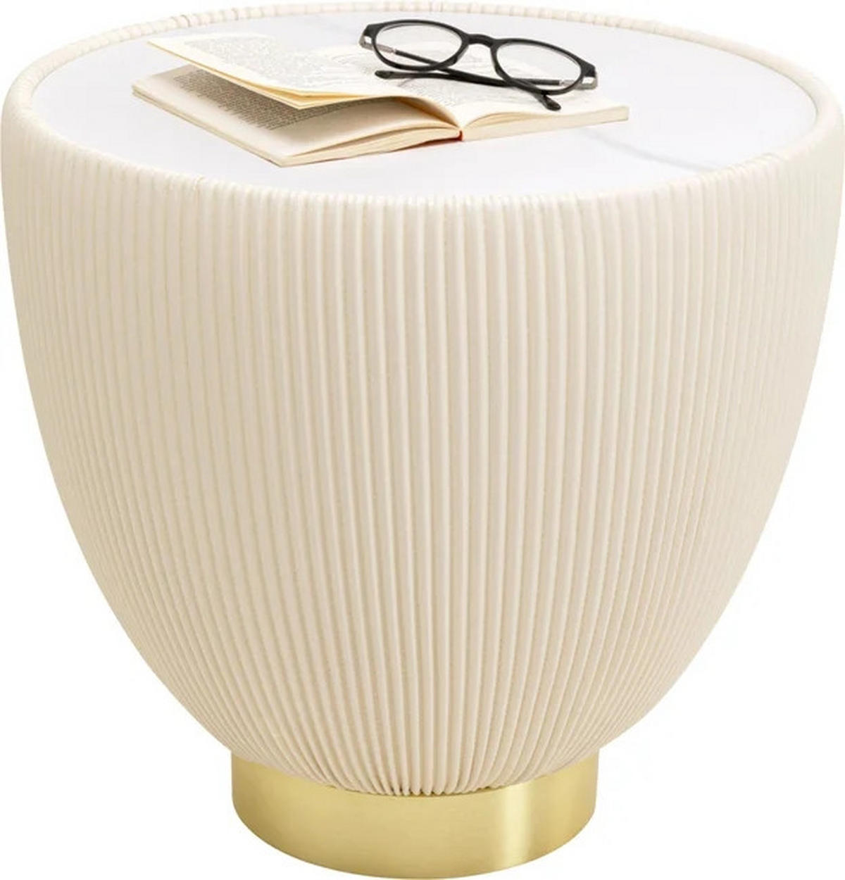 BEISTELLTISCH in Metall, Textil, Keramik, Holzwerkstoff 47/47/45 cm  - Goldfarben/Weiß, Design, Keramik/Holzwerkstoff (47/47/45cm) - Kare-Design