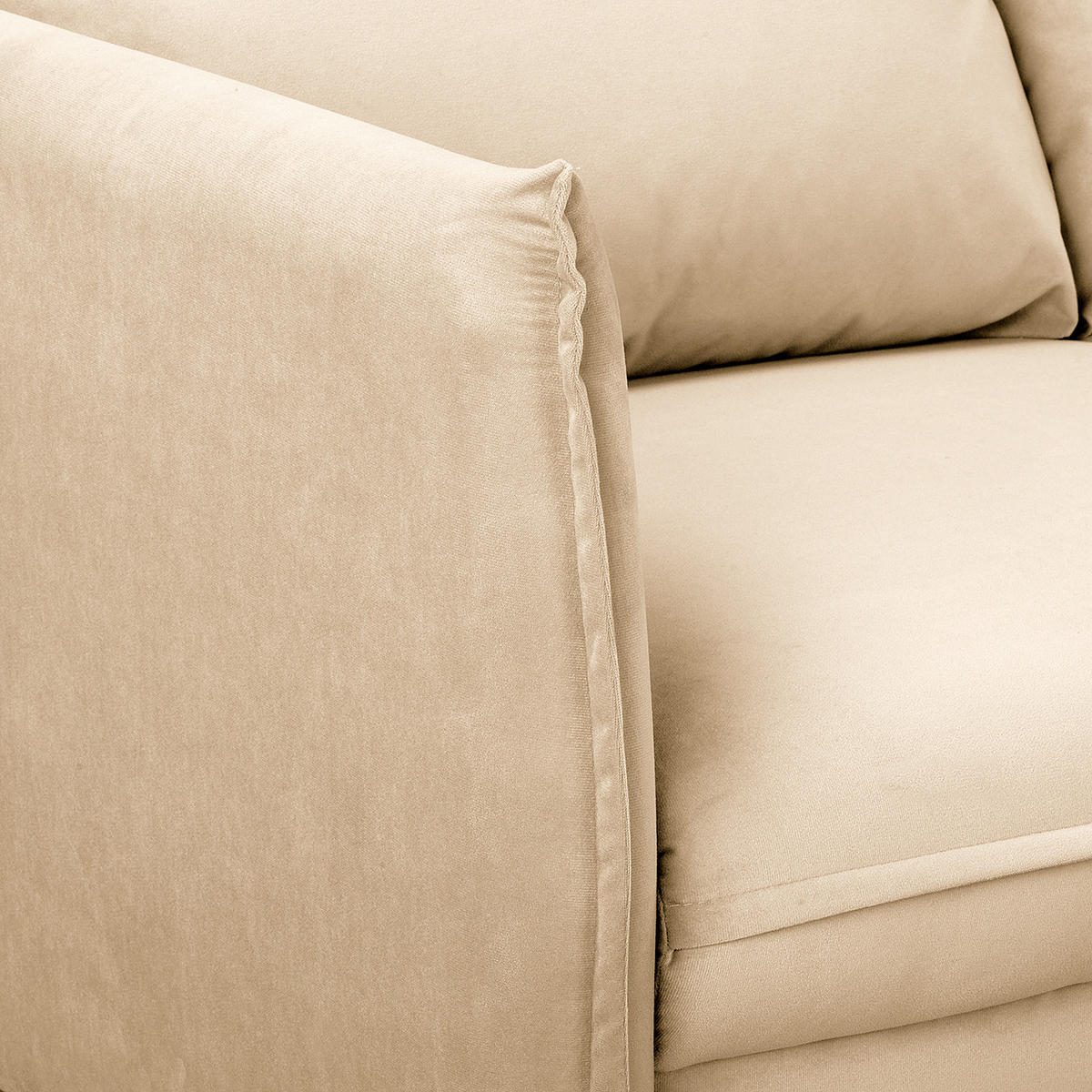2-SITZER-SOFA JULI in Samt Beige  - Beige/Schwarz, Design, Holz/Textil (138/86/100cm) - P & B