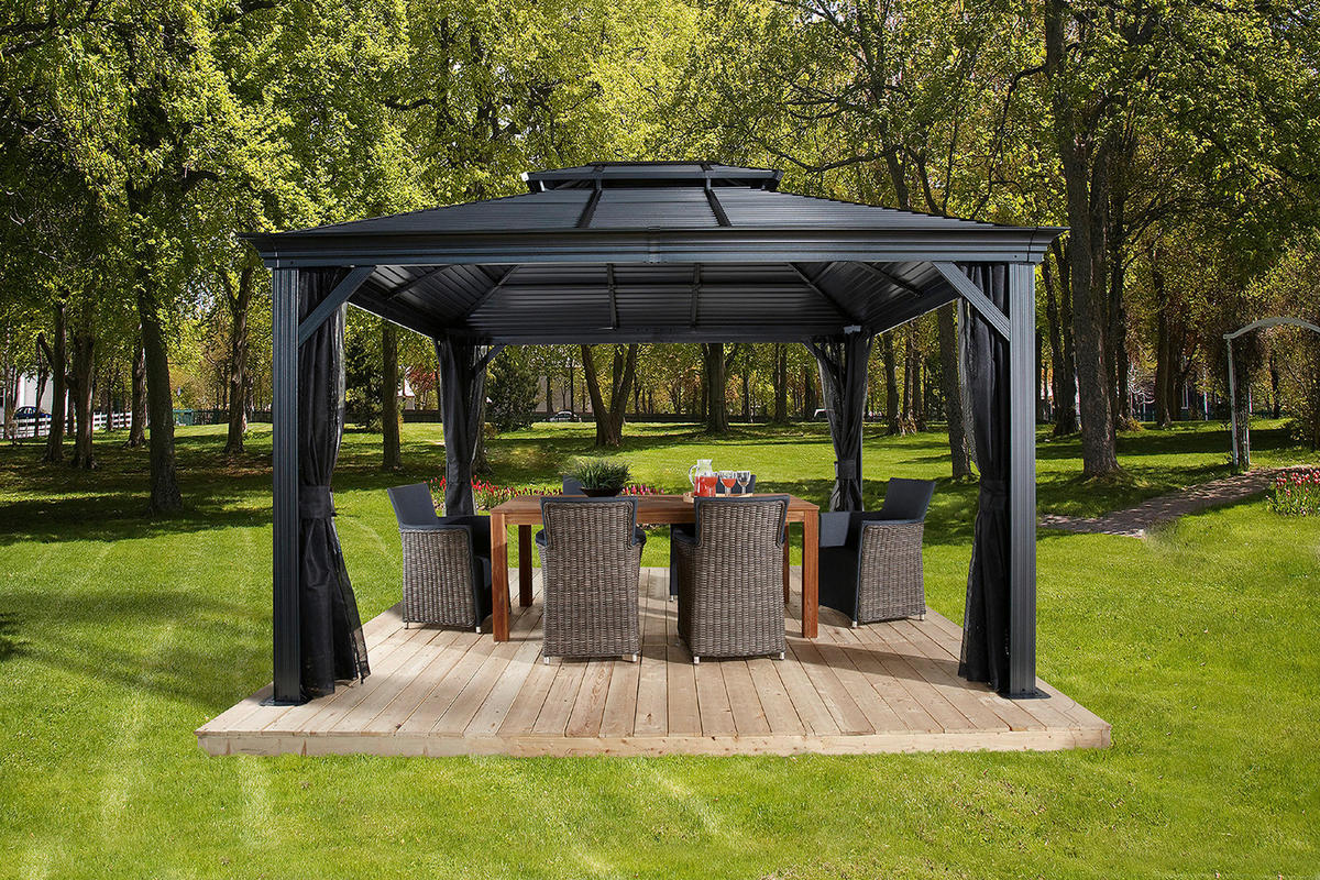 PAVILLON 364/291/299 cm Aluminium  - Anthrazit, Basics, Metall (364/291/299cm) - Ambia Garden