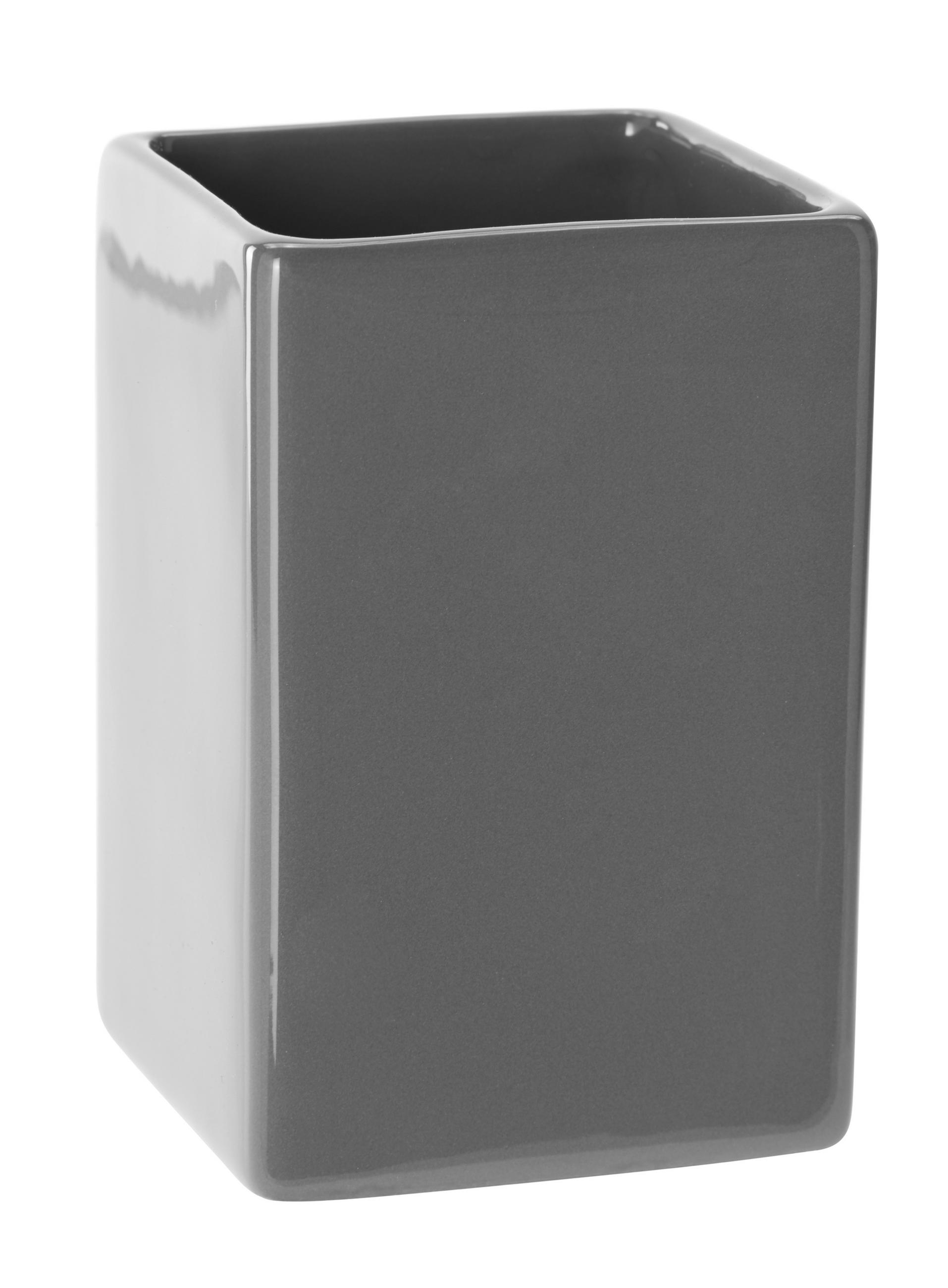 POHÁR NA ZUBNÉ KEFKY sivá - sivá, Basics, keramika (7/11/7cm) - Sadena