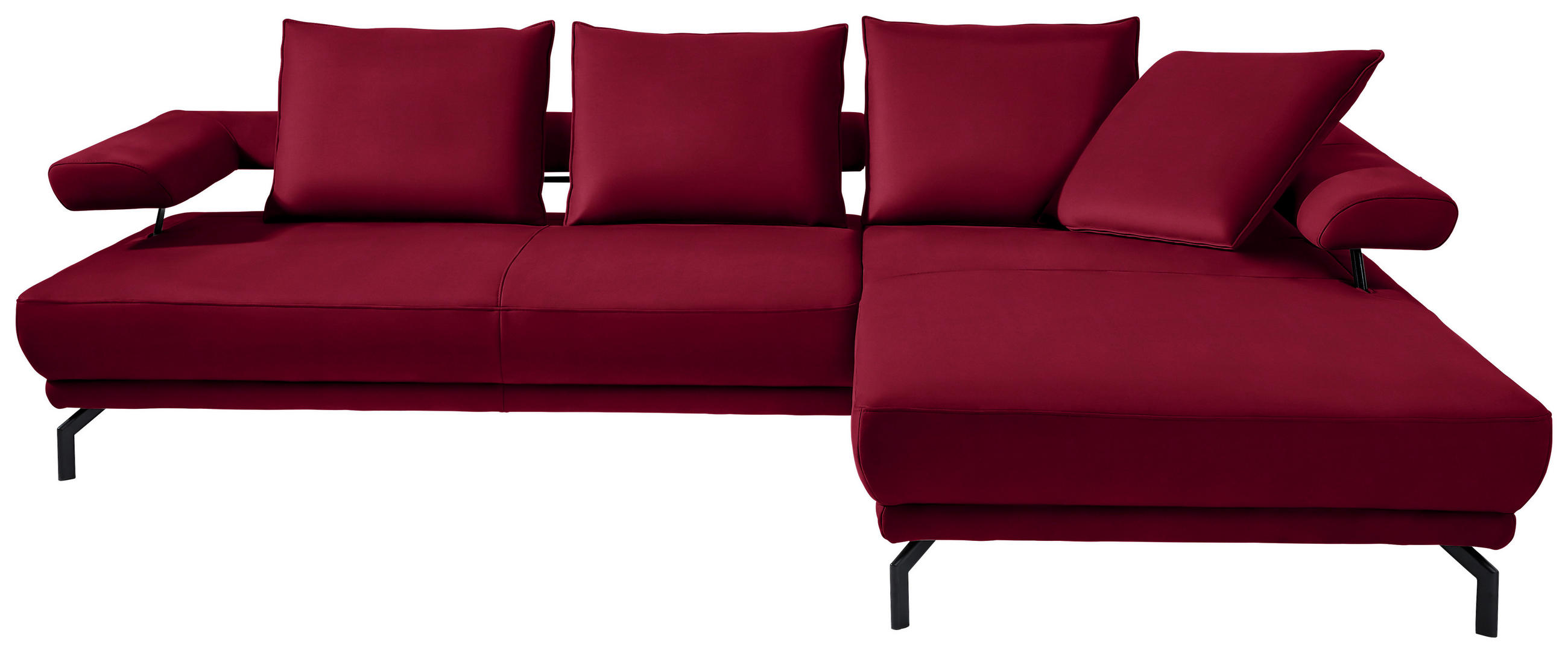 ECKSOFA in Mikrofaser Bordeaux  - Bordeaux/Schwarz, Design, Textil/Metall (305/224cm) - Dieter Knoll