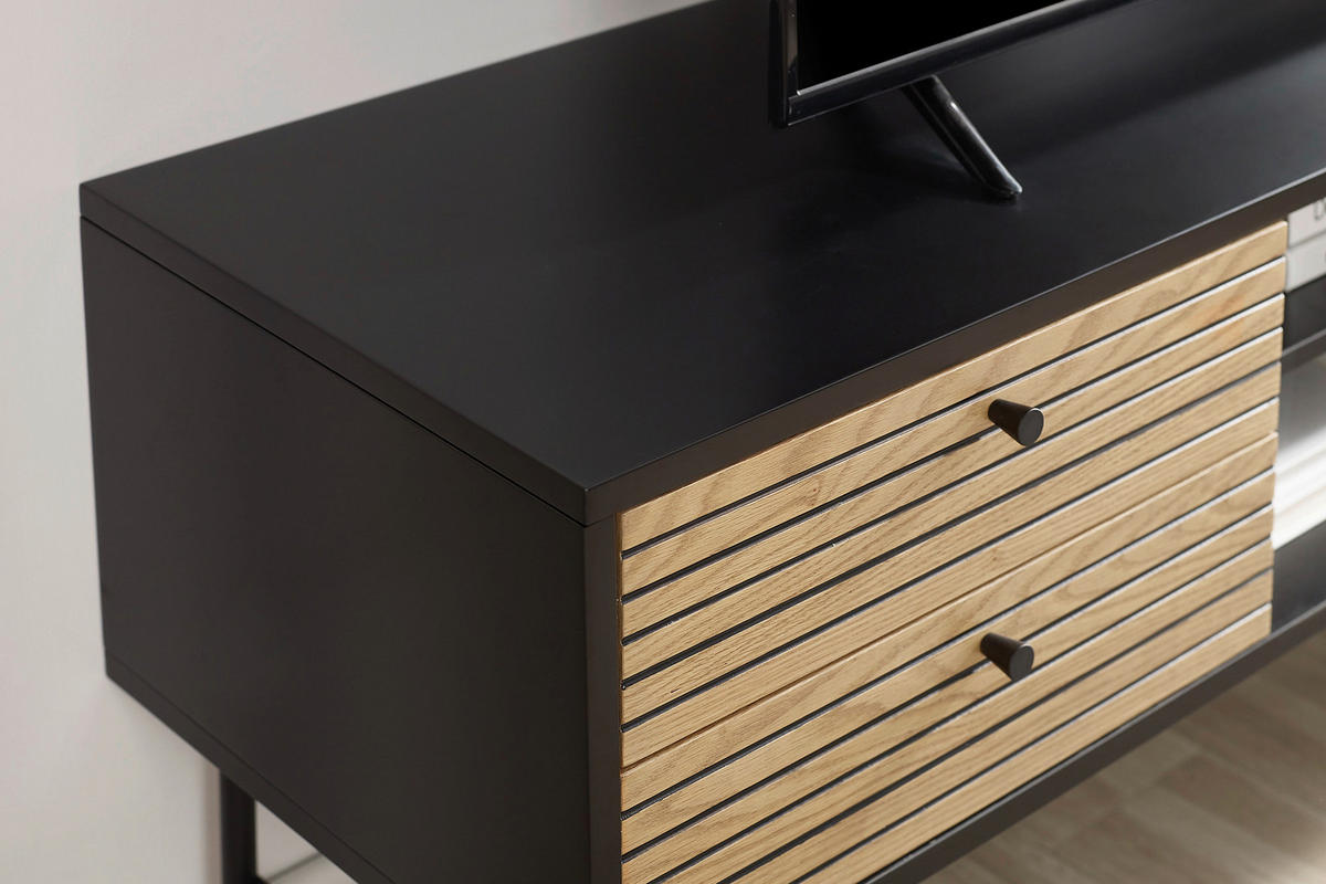 LOWBOARD  in 150/60/40 cm  - Eichefarben/Schwarz, Design, Holz/Holzwerkstoff (150/60/40cm) - Livetastic
