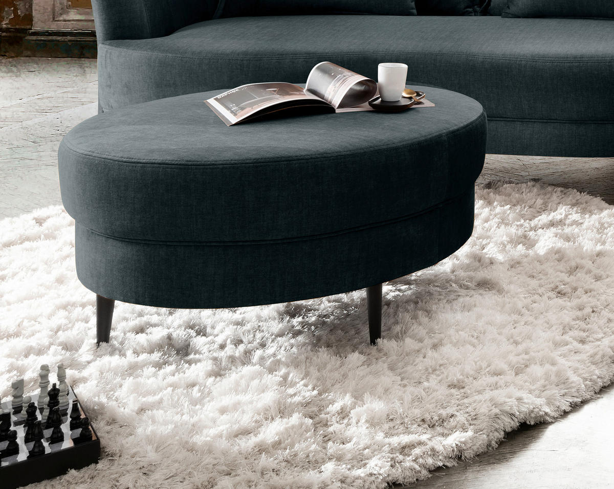 HOCKER in Textil Blau  - Blau/Schwarz, Modern, Textil/Metall (80/43cm) - Livetastic