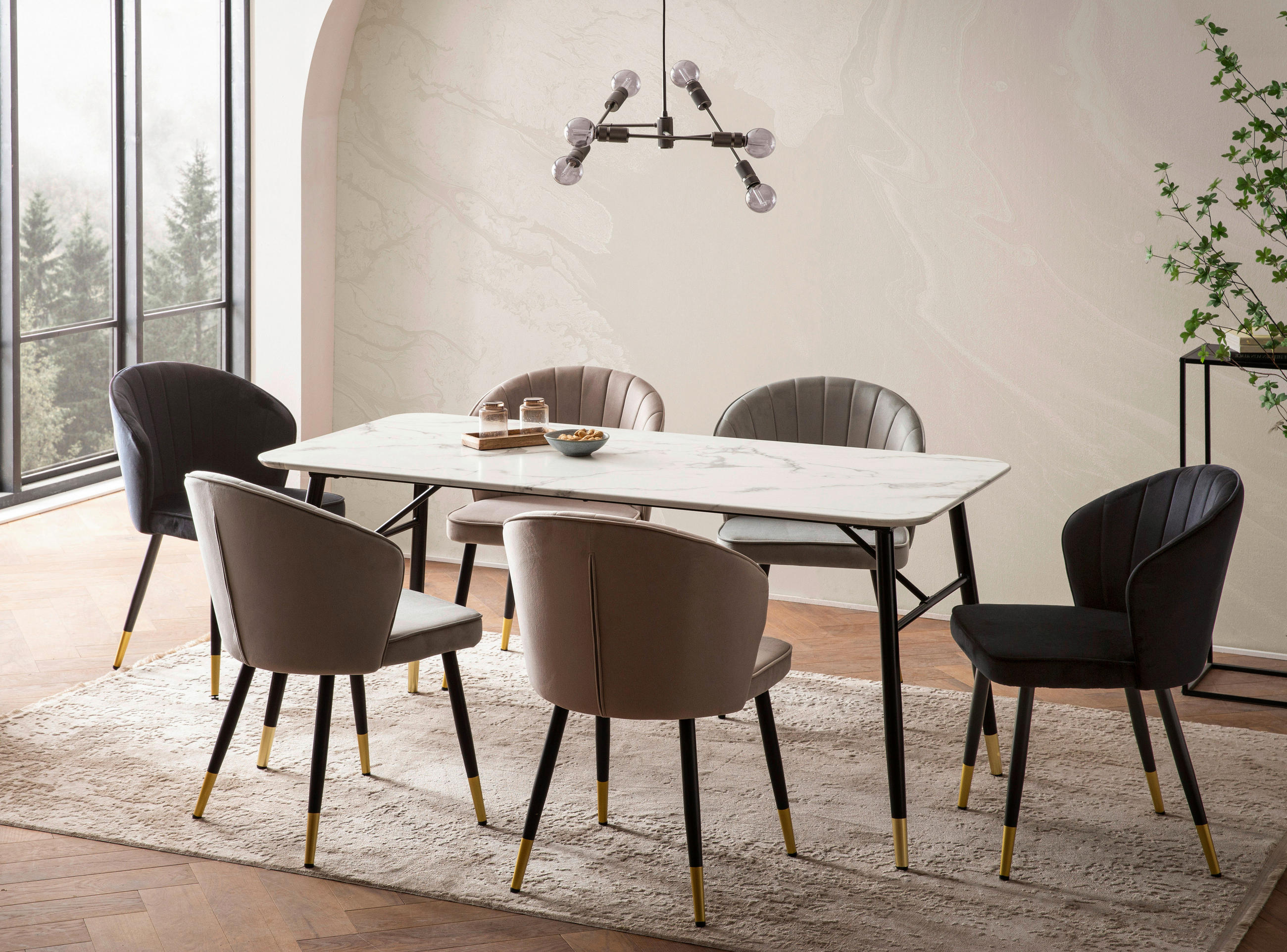 ESSTISCH in Holzwerkstoff 160/80/76 cm   - Goldfarben/Schwarz, Design, Holzwerkstoff/Metall (160/80/76cm) - MID.YOU