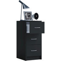 SÄNGBORD i svart  - aluminiumfärg/svart, Basics, trämaterial (35/65/35cm) - MID.YOU