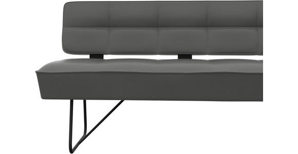 ECKBANK 165/207 cm  in Dunkelgrau  - Dunkelgrau/Schwarz, Design, Leder/Metall (165/207cm) - Moderano