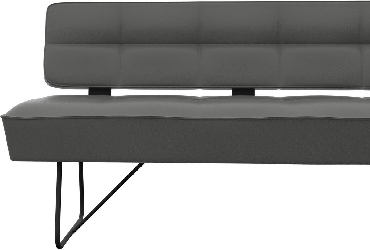 ECKBANK 165/207 cm Echtleder Dunkelgrau   - Dunkelgrau/Schwarz, Design, Leder/Metall (165/207cm) - Moderano