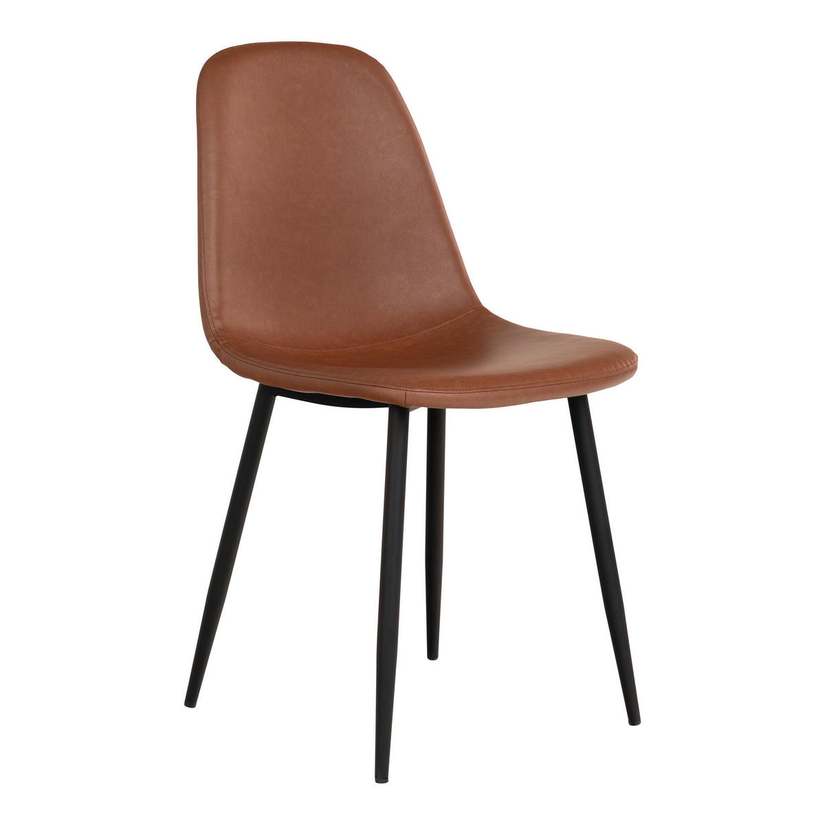 STOLSET 2 styck läderimitation  - cognacfärgad/svart, Modern, metall/textil (44/86/54cm) - MID.YOU