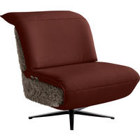 SESSEL Hochflor Echtleder Braun, Rot  - Rot/Schwarz, Design, Leder/Textil (84/65/91cm) - Koinor