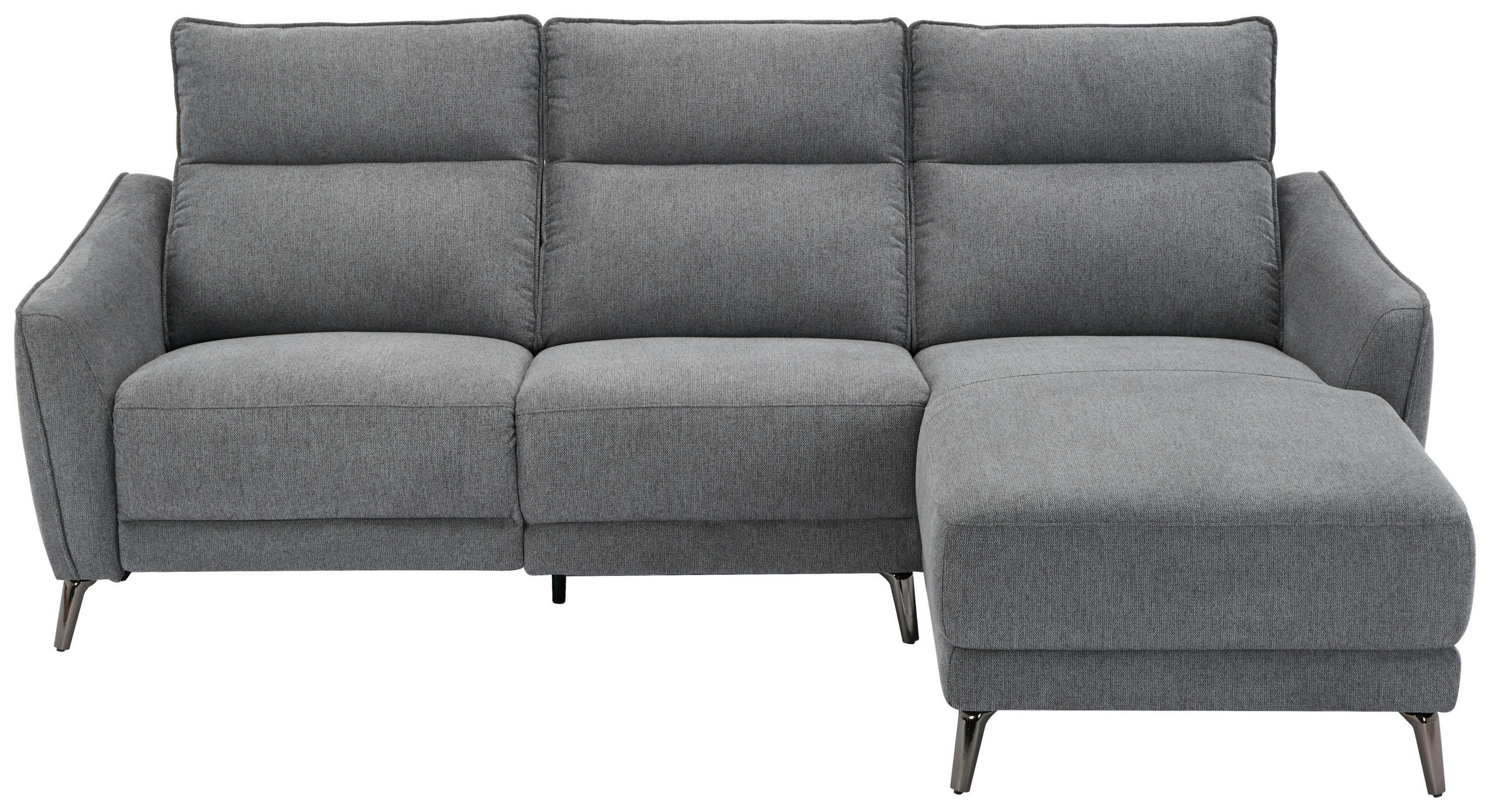 ECKSOFA Grau Struktur  - Chromfarben/Grau, MODERN, Textil/Metall (239/168cm) - MID.YOU