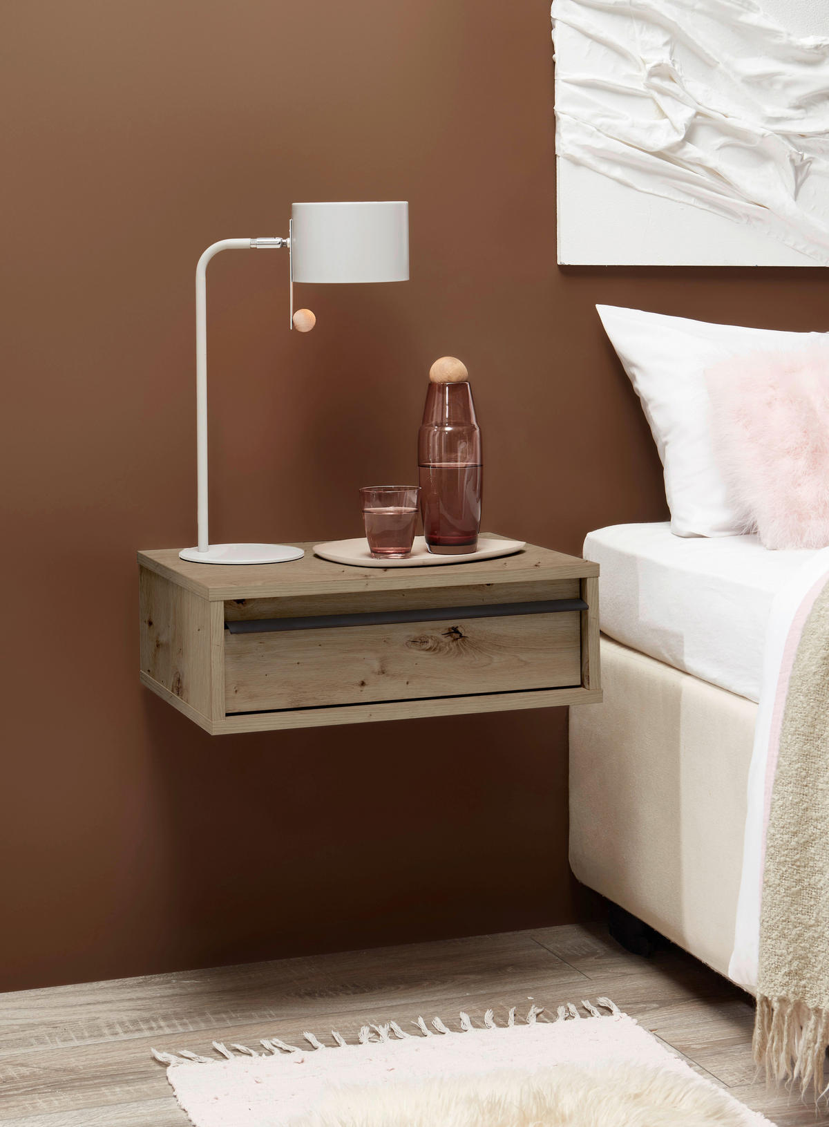 NACHTSCHRANK 50/17/34 cm  - Schwarz/Eiche Artisan, KONVENTIONELL, Holzwerkstoff/Metall (50/17/34cm) - Chameo