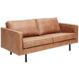 2,5-SITZER Kombination Echtleder/Stoff Mikrofaser Cognac  - Cognac/Schwarz, Design, Leder/Textil (190/85/86cm) - Ambia Home